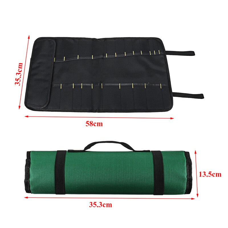 Sac à couteaux en rouleau portable avec 22 poches, pour chef cuisinier,sacoche de cuisine durable pour le rangement, disponible en 4 couleurs au choix, noire, bleue et verte