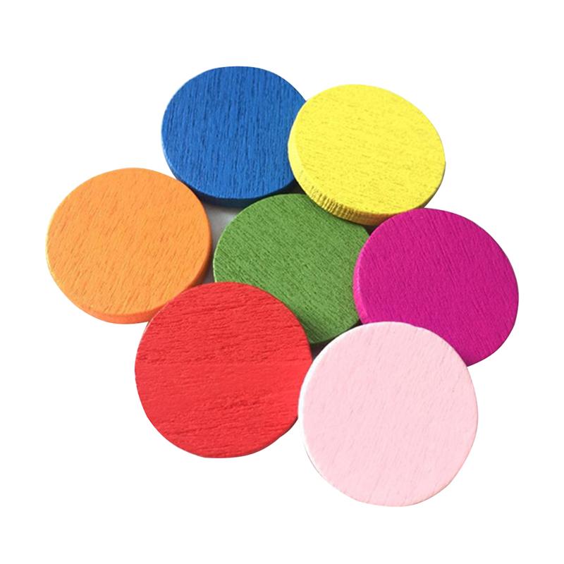 50Pcs Kleurrijke Ronde Houten Disc Kids Diy Handgemaakte Ambachten Decoratie Leerlingen Wiskunde Leermiddelen Ronde Hout Stuk Gereedschap A3