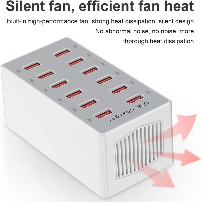 USB-laadstation 12-poorten oplader Desktop laadstation USB-oplaadhub Abs snel opladen mobiele telefoon US / EU / UK-stekker