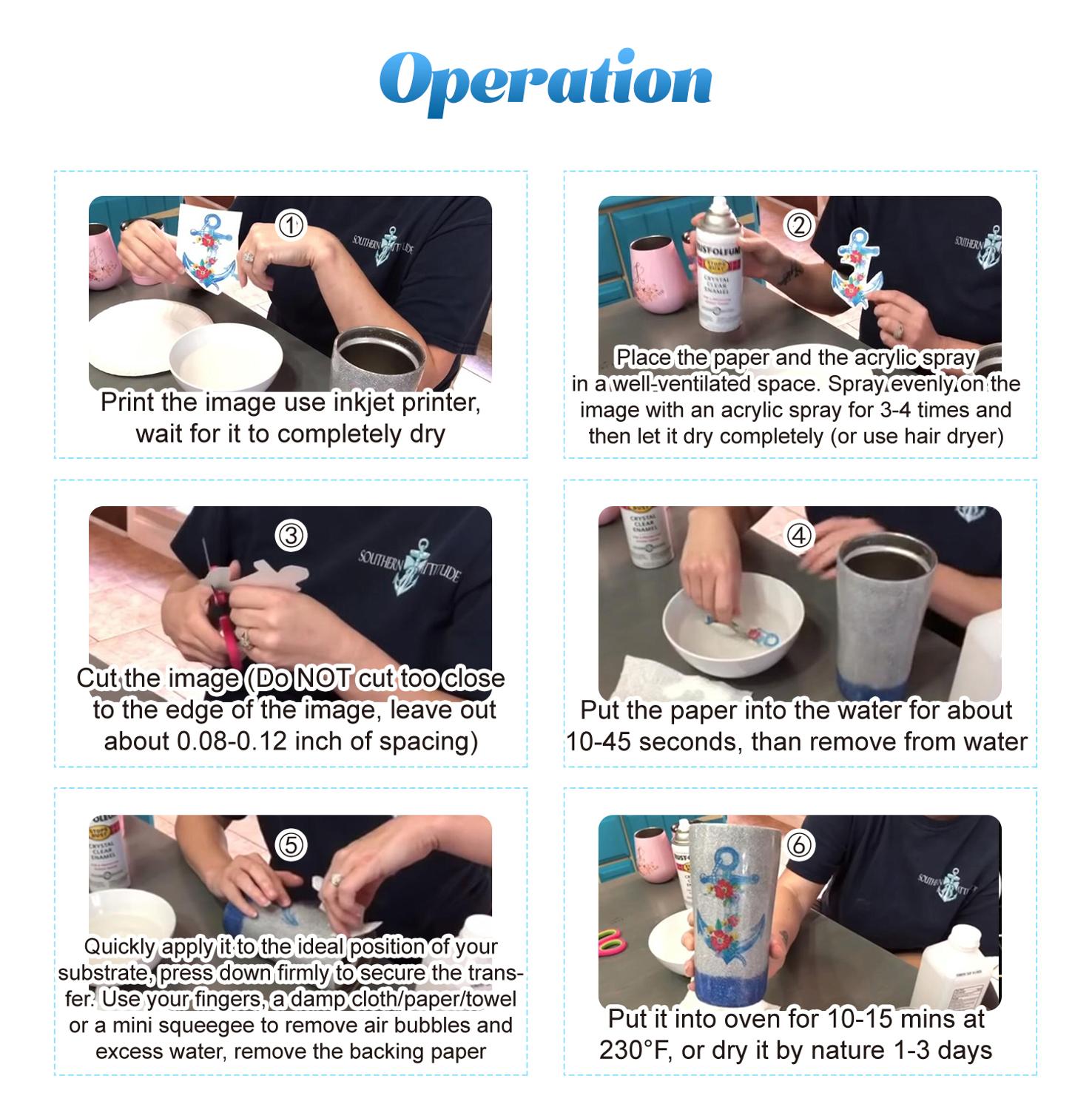 Transfer paper, Waterslide Decal Paper A4 Size Inkjet Printing Transfer Paper Waterslide Decal Paper For Plate 20pcs/pack