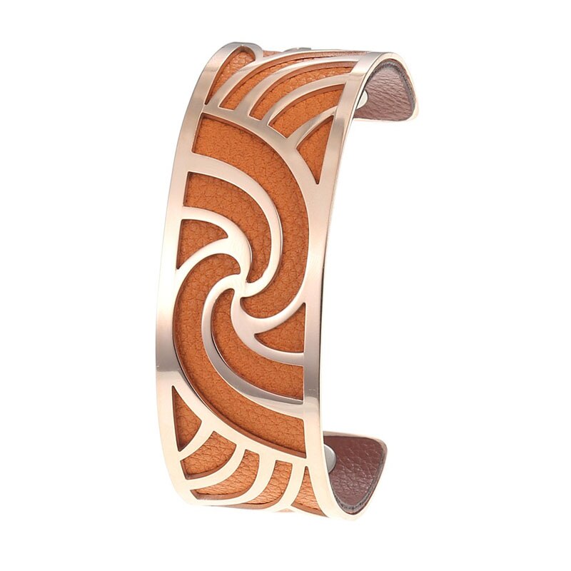 Cremo roségouden manchet bangle bijoux acier inoxydable femme manchette armband omkeerbare lederen band sieraden: 4