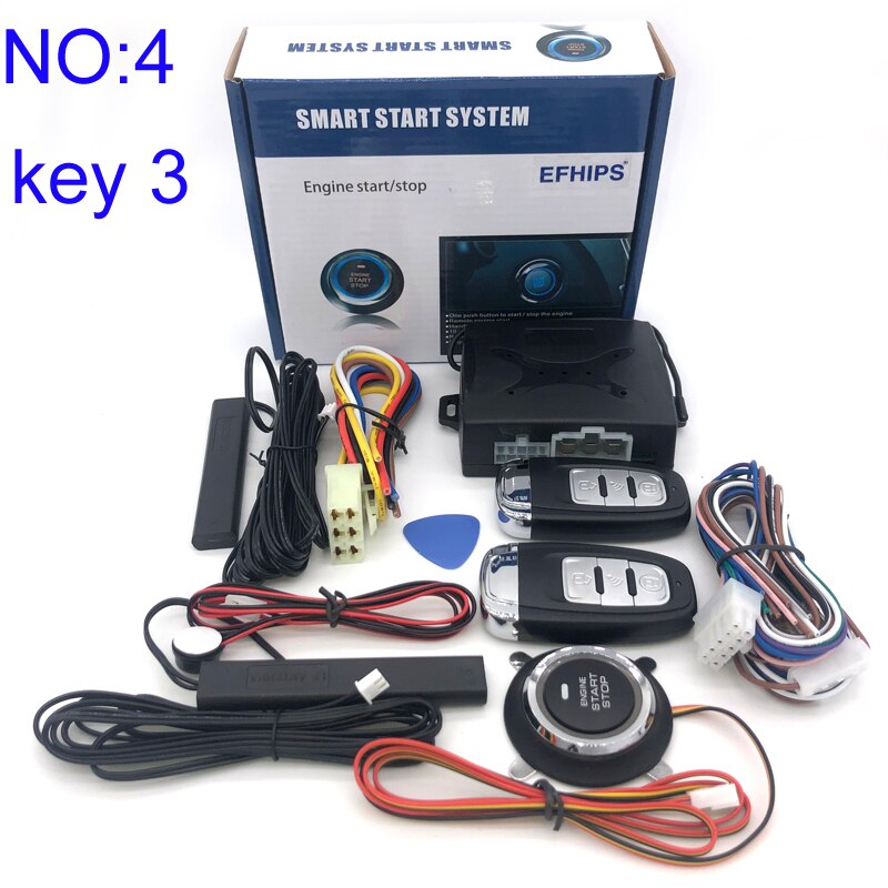 Universal auto start stop keyless entry system engine start alarm system push one-button start system remote car accessories: NO.4 key3