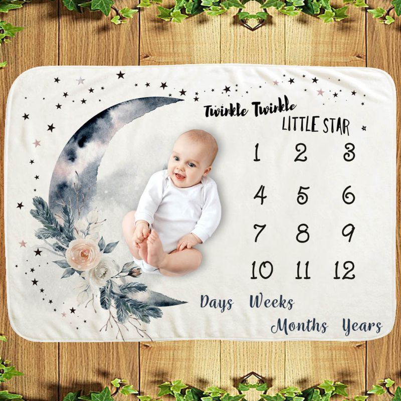 Infant Monthly Record Growth Milestone Blanket Newborn Photography Props Cloth