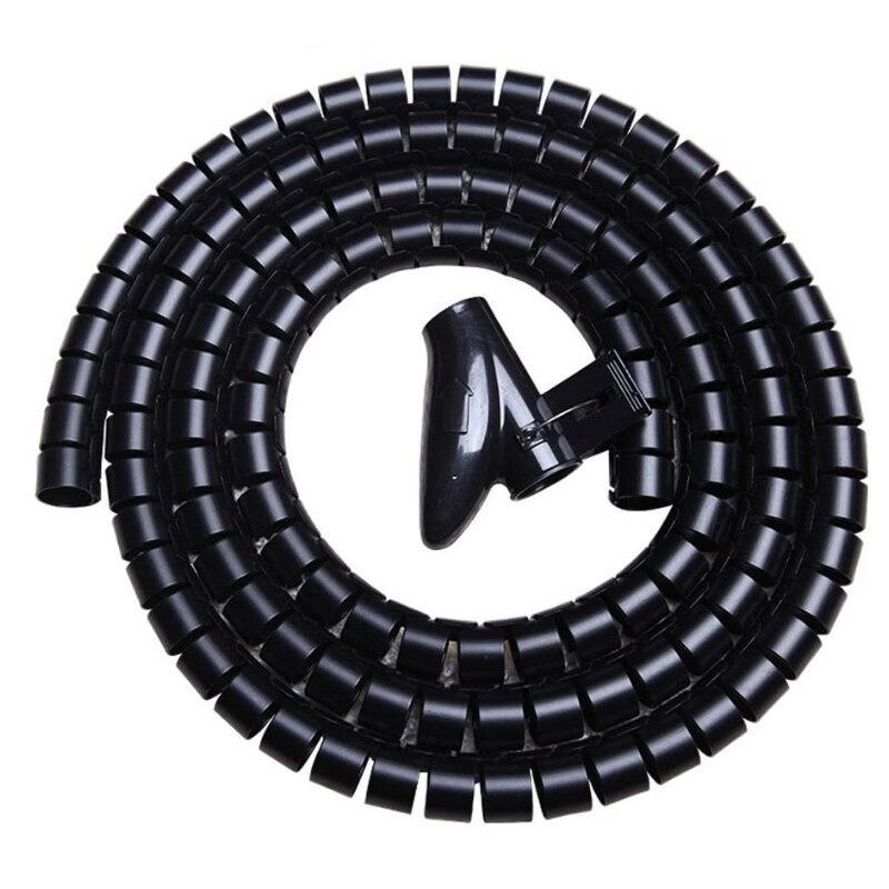 Cable Bundler Organizer Flexible & Expandable Cable Management Sleeve Coiled Tube Cable Collector- Dia. 22 mm, 100 cm Length: Black 22mm X100cm