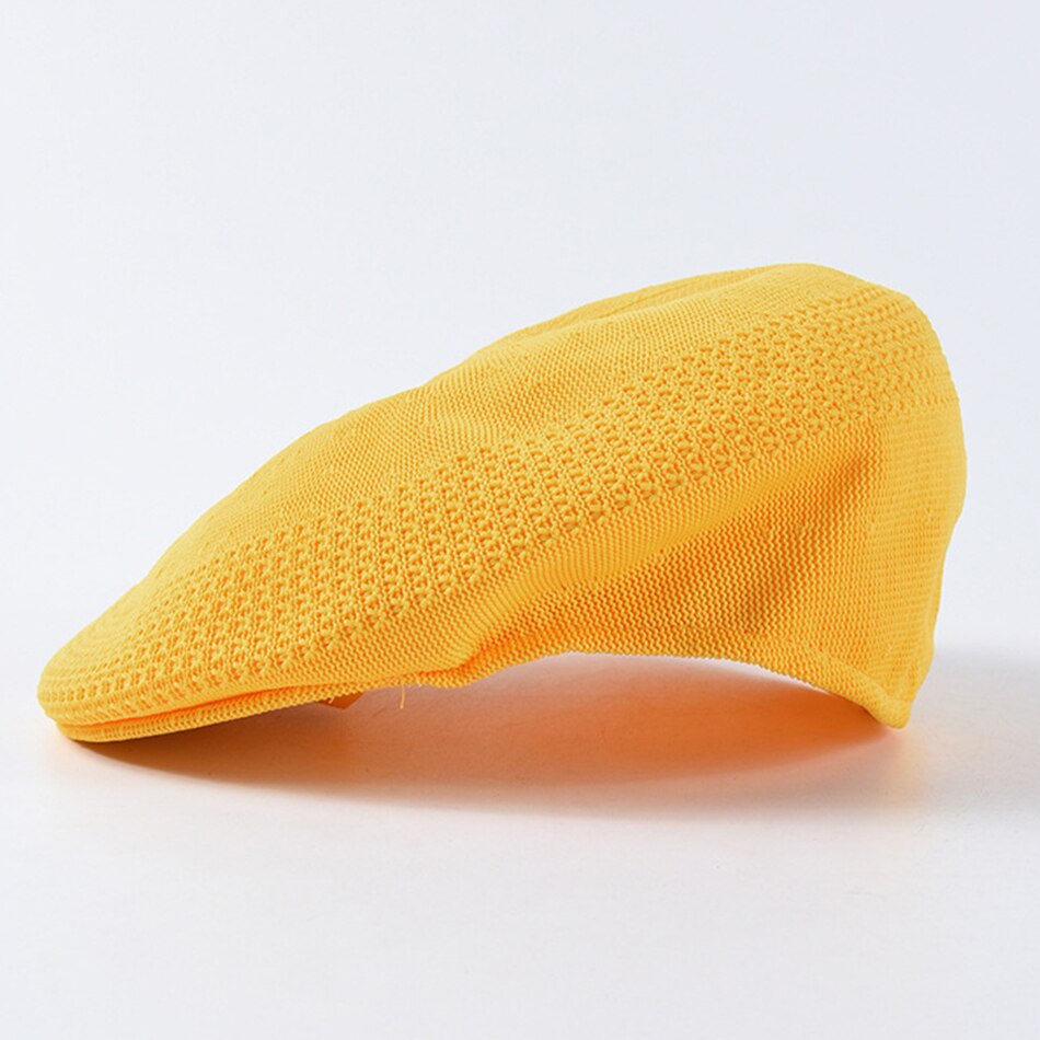 Gorra SHOWERSMILE, Boina Verde para mujer, sombrero tejido de artista, gorra plana bordada de verano para mujer, sombreros coloridos de pintor de de: Yellow