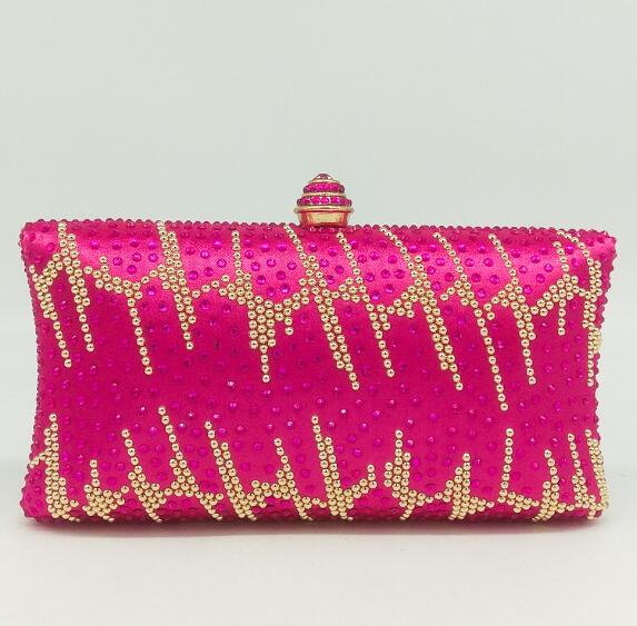 Green Emerald Crystal Evening Clutch Tassen Wedding Bag Vrouwen Diamanten Cocktail Party Keten Schouder Handtassen MIL0912: Hot Pink