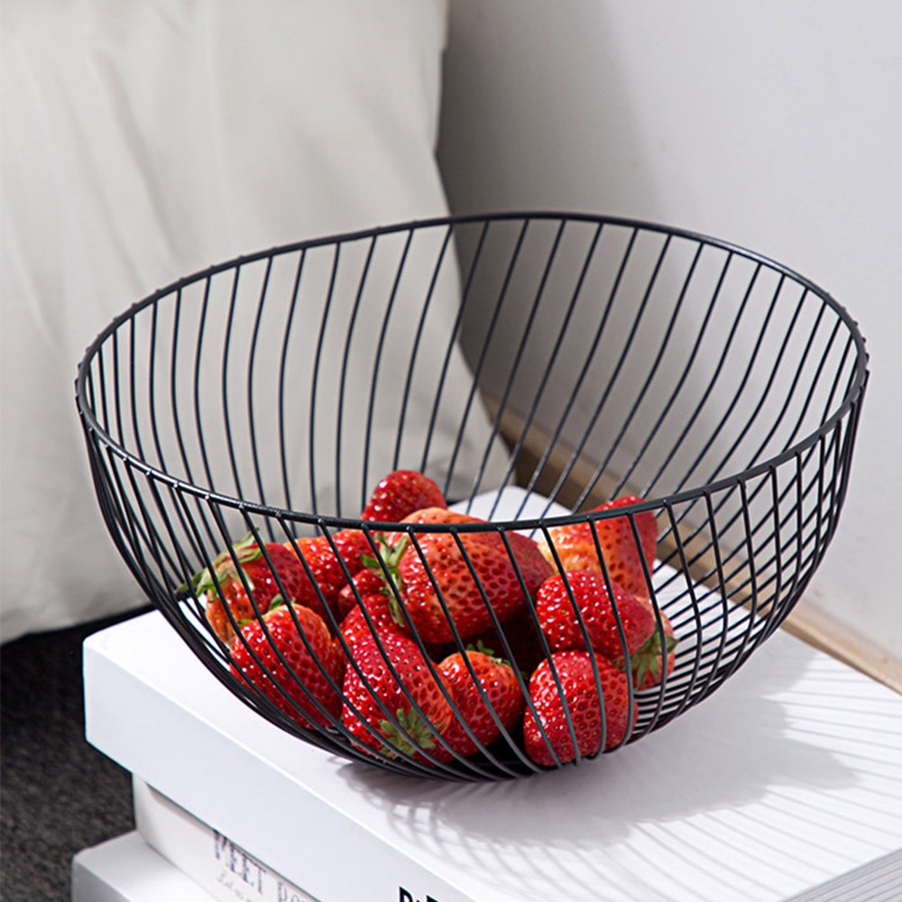 nordisch Minimalistischen Obst Korb Metall Draht Container Küche Ablauf Gestell Lagerung Platte Organizer für Wein Glas Gemüse Snack
