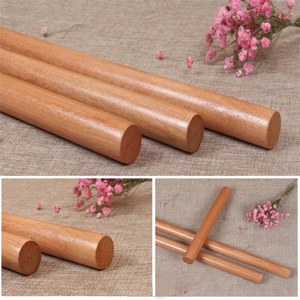 Solid Natuurlijke Hout Koken Gereedschap 40X2.7Cm Fondant Taart Decoratie Rollen Deeg Roller Keuken Accessoires Rolling Pin Draagbare