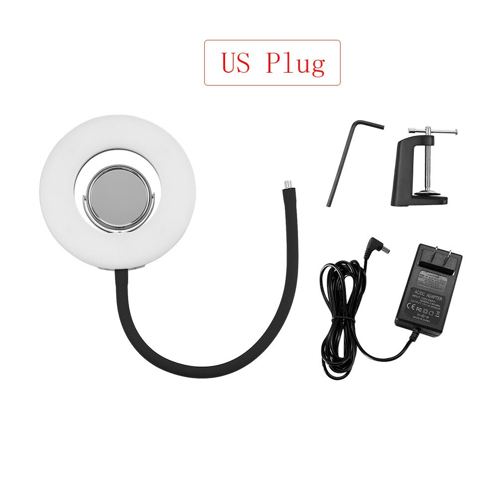 Andoer Tafelblad 8 inch 5500 K LED Vedio Ring Licht 24 W met Make Spiegel Deskclip Buigbare Pole voor Foto Live Video Verlichting: Black
