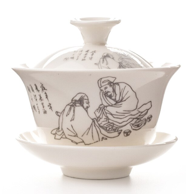 Traditional Chinese Gaiwan Tea Cups Ceramic Tea Tureen Lid Bowl Saucer Kung Fu Tea Cup: H