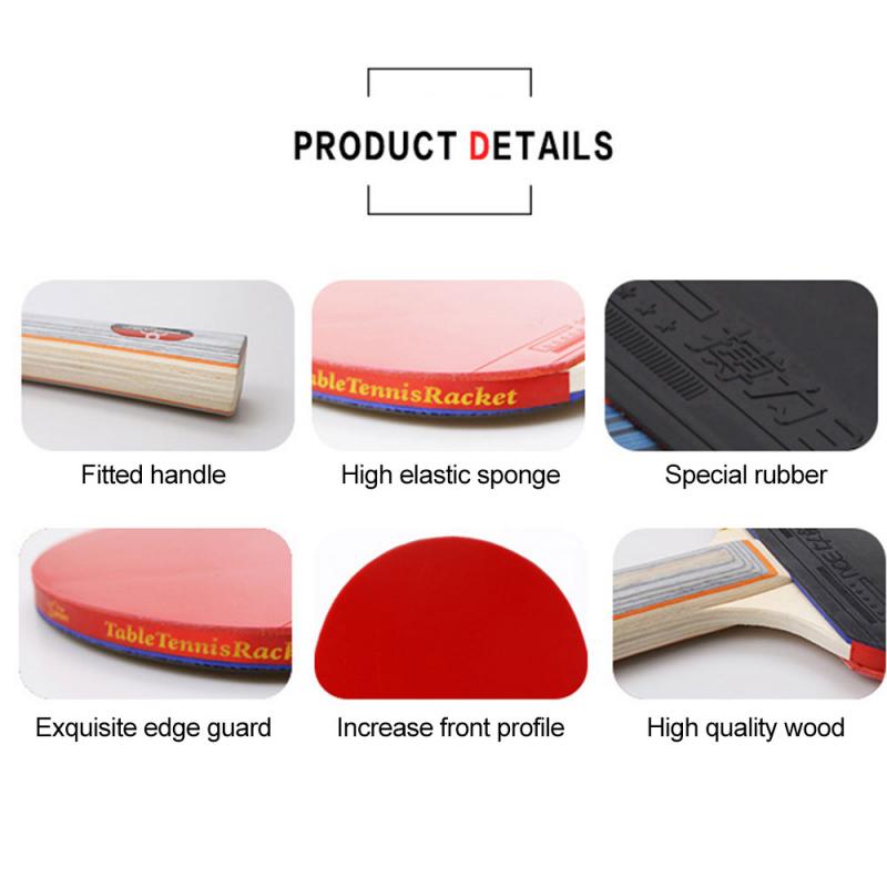 2pcs/lot Table Tennis Racket Long Handle Short Handle Carbon Blade Rubber With Double Face Pimples Ping Pong Rackets With 4 Ball