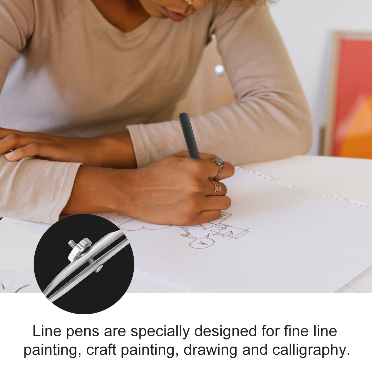 3pcs Adjustable Straight Line Pen Art Ruling Pen Drawing Tool for Masking Fluid Fine LinesSize L,Size M, Size S 1pc for Each One