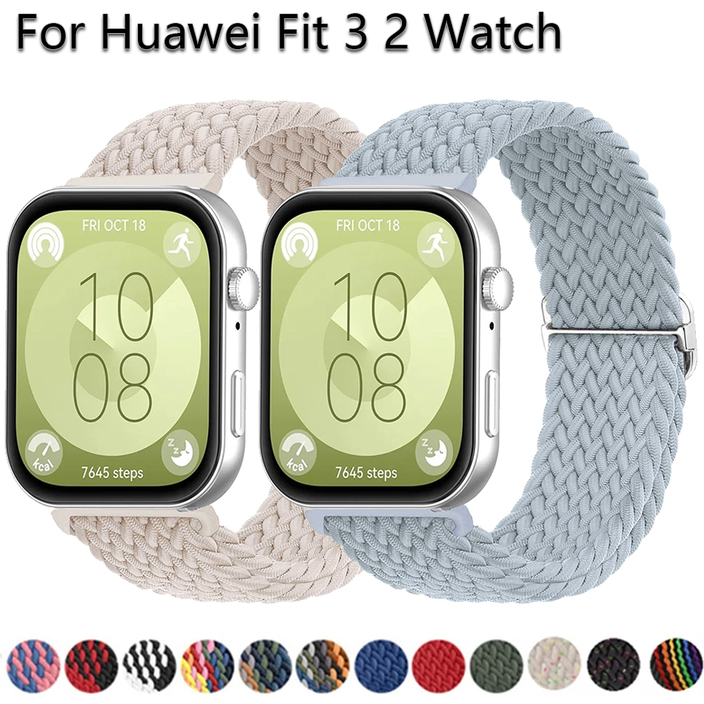 Nylon Braided Strap for Huawei Watch Fit 3 2 Band Adjustable Sport Bracelet for Huawei Watch Fit3 2 Woven Elastic Correas