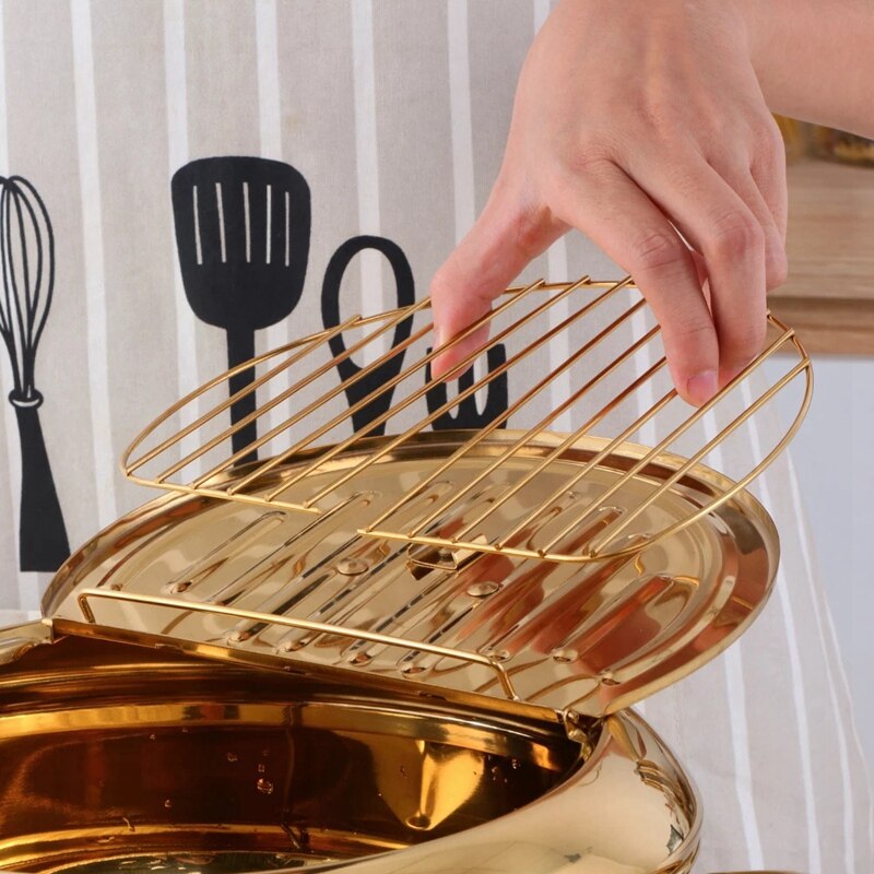 Stainless Steel Frying Pot With A Thermometer Kitchen Utensils Tempura Fryer Pan Convenient Skillet