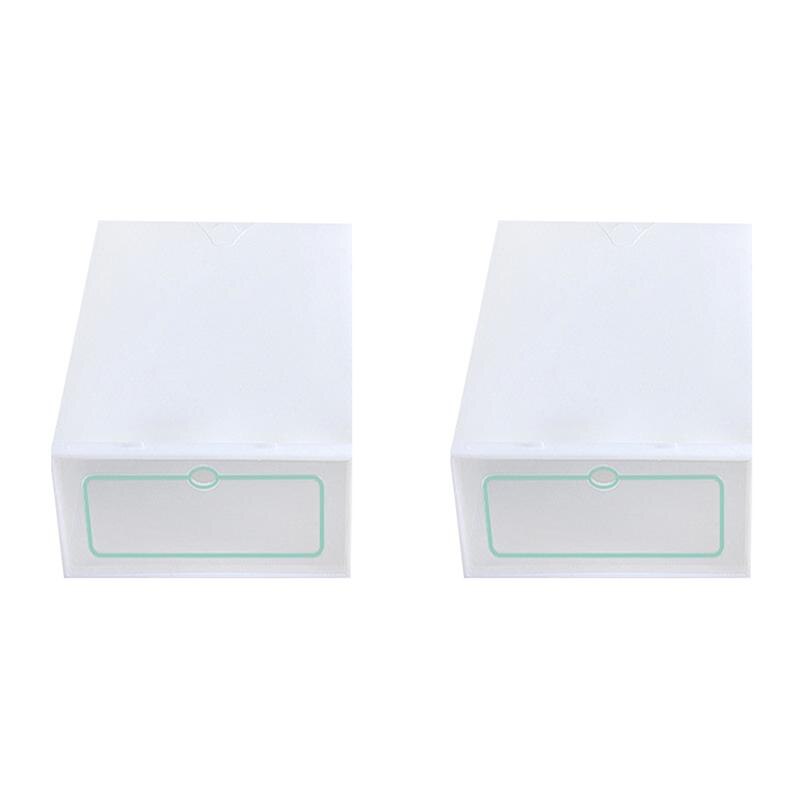 Dikker Schoenen Doos Transparant Stapelbaar Schoenen Opbergdoos Plastic Schoen Container (Wit): 2PCS Size L