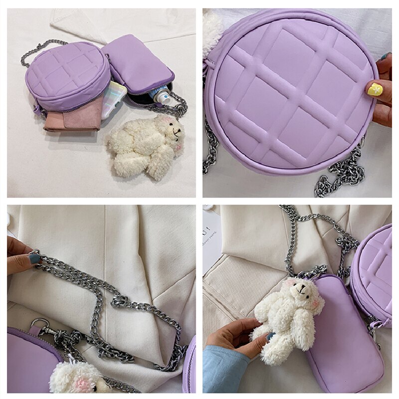 NEUE Original Puppe Runde Tasche & Elegante Kette Schulter Tasche Diagonale Breite 15cm Höer 15cm dicke 7cm