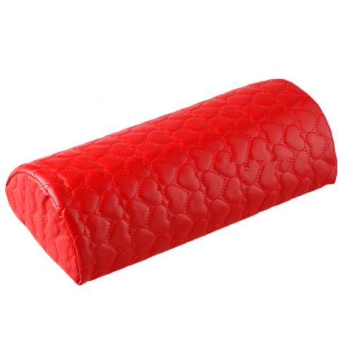 Cojín de piel sintética para manicura, cojín de descanso para manos y brazos, suave, corazón de amor: Rojo