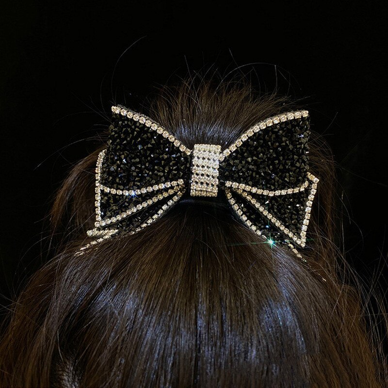 Fyuan Zwarte Strik Kristal Haarspelden Voor Vrouwen Bijoux Volledige Rhinestones Haaraccessoires Bruiloft Sieraden Verjaardagscadeaus