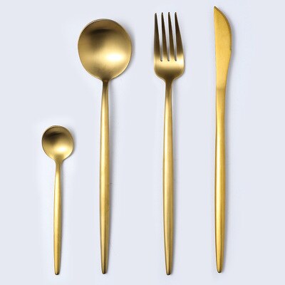 Tasse à café cuillère fourchette couteau | Vaisselle en céramique nordique, bol de vaisselle plaqué or ensembles de plats et d'assiettes, décorations de noël pour la maison: 4 Gold