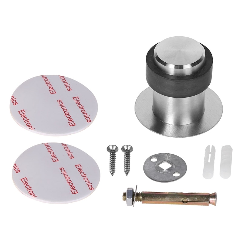 Door Stops Anti-Collision Stainless Steel Rubber Stopper Round Floor Mounted