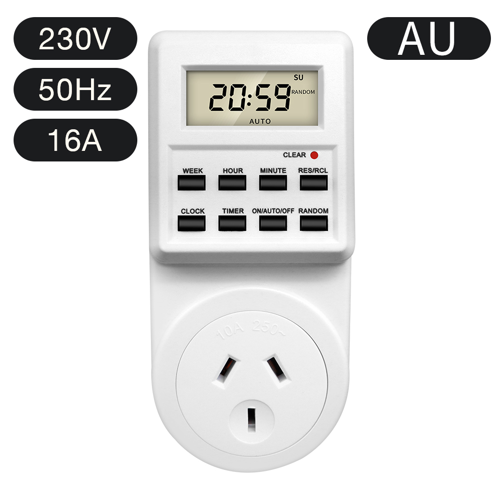 Digitale elektronische tijdschakelaar stopcontact kookwekker stopcontact 24-uurs programmeerbare timing stopcontact EU UK AU US BR FR IT TH-stekker: Oranje
