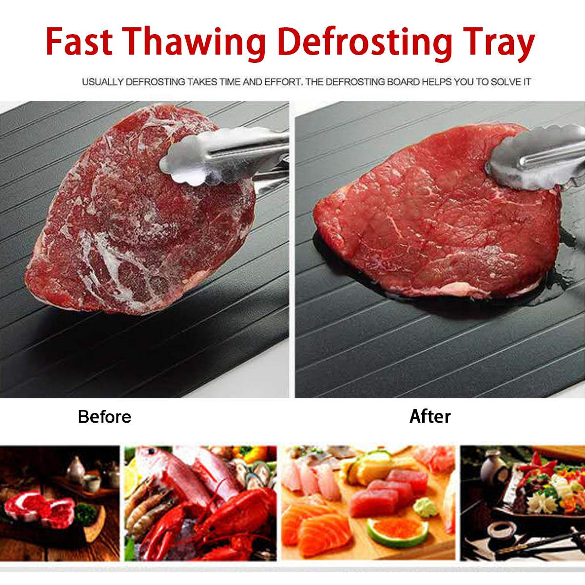 S/M/L Fast Thawing Defrosting Tray Thaw Frozen Food Meat Fruit Quick Defrosting Plate Board Defrost Kitchen Gadget Tool
