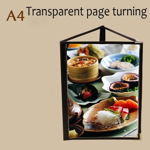 Restaurant Transparent Menu Cover Folder For A4 Panel Menu Holder Hotel Cafes Bar Menu Holder Black: three panel