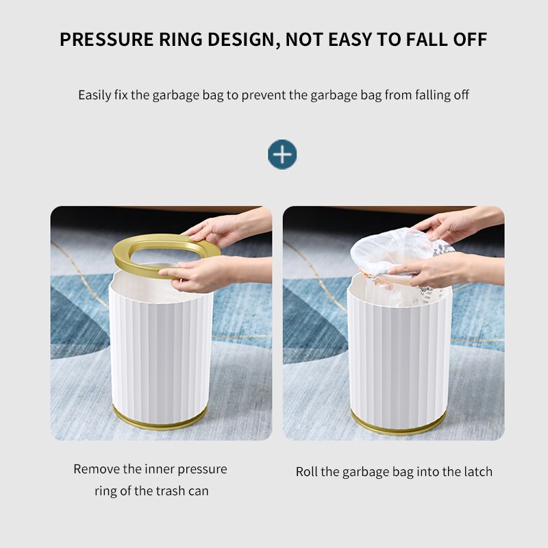 9L/12L/15L Kitchen Trash Can Kitchen Compost Bin Vertical Home use Wastebasket Office Bathroom Paper Garbage Can Storage Bucket