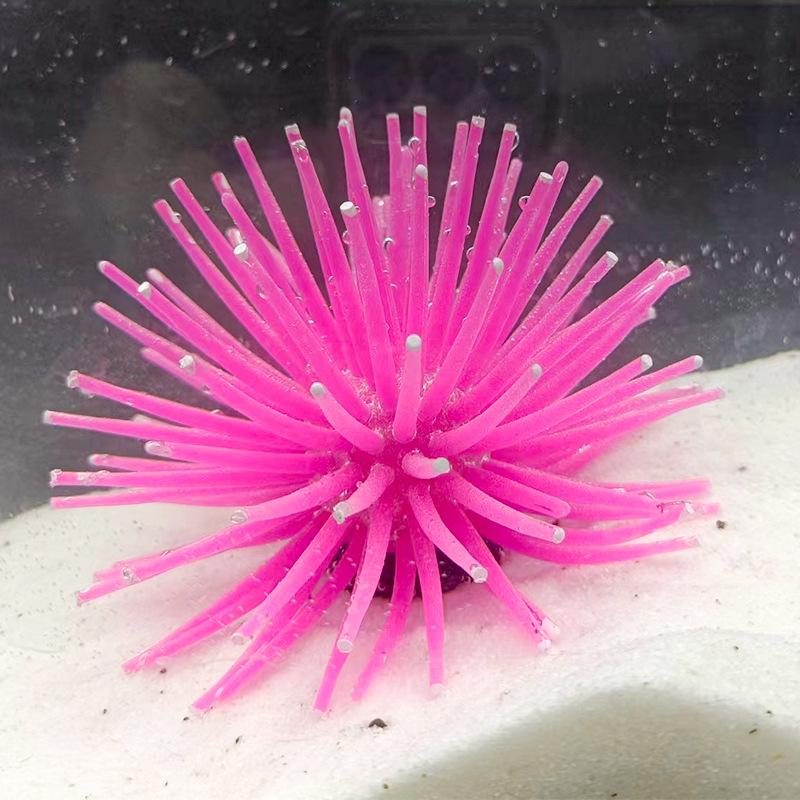 Gesimuleerde Zee-egel Siliconen Aquarium Aquarium Aquarium Kunstmatige Kleurrijke Koraalplant Onderwater Ornament Miniatuur Aquarium Decor: XS / Roze