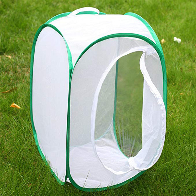 1PC Collapsible Insect and Butterfly Habitat Cage Terrarium Pop up Open Cloth Foldable Housing Enclosure Portable Strip Cage #A: Green 40x40x60CM