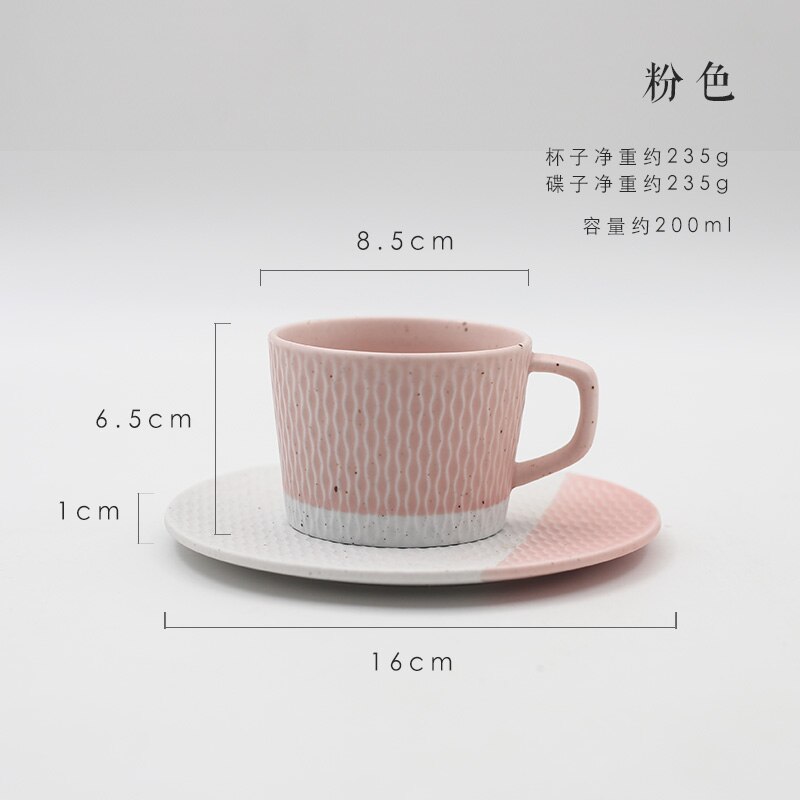 Japansk keramikk kaffekopp enkel gul nordisk hjemme ettermiddagste kopper kontor minimalistisk kopp og tallerken sett  mm60 byd: Rosa