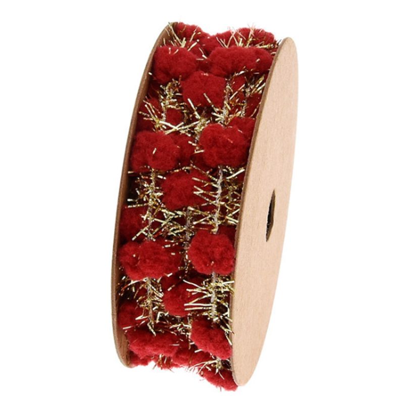Glitter tinsel pom poms jerntråd bånd metallisk krans diy håndværk indpakning festival festforsyning juletræ dekoratør: Rød