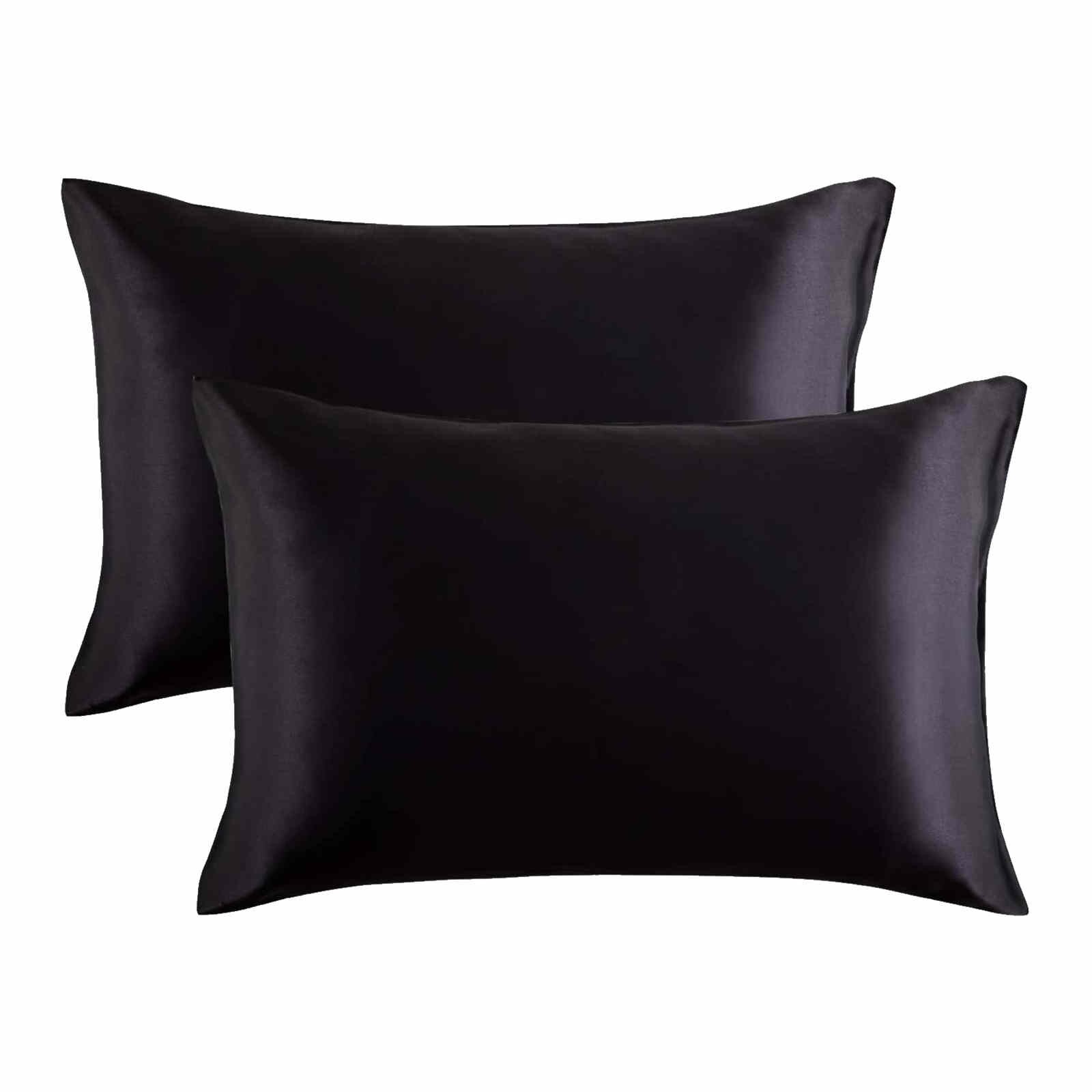 Thuis 2 Stuks Effen Zijden Kussensloop Kussenhoes Slaapkamer Kussensloop (20X26 Inch) standaard Queen Size Wasbare Casual Zachte