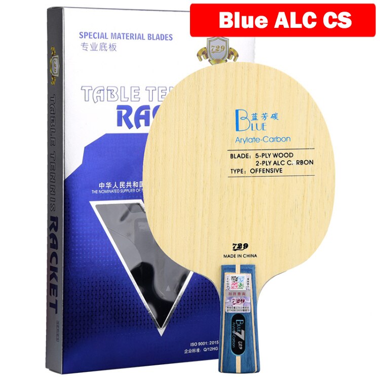 Friendship-Pala de tenis de mesa ALC, paleta de bate de Ping Pong de carbono azul/amarillo Aryl, para ataque rápido con arco, 729: Blue ALC CS handle