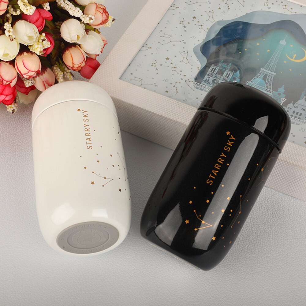 Termosflaska starry sky mini liten kapacitet läcksäker kaffemugg 304 vakuumkolv i rostfritt stål 200ml termoflaska