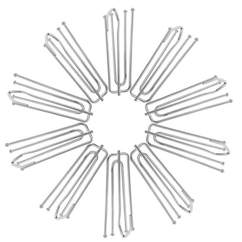100 stk/parti gardin teip krok Brann gaffel krok gardin tilbehør gardin klut ringe klemme spor 4 stifter klype plisse krok klips