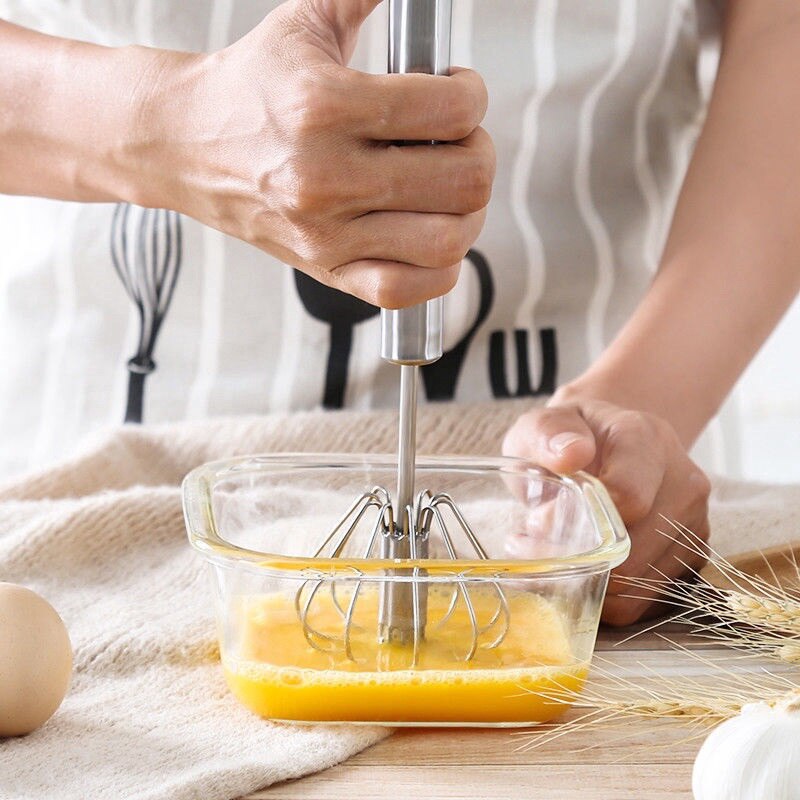 Køkkenredskaber i rustfrit stål piskerør omrører blandeblander æg vispemaskine skum roter hånd skub visp omrøringsværktøj æg værktøj