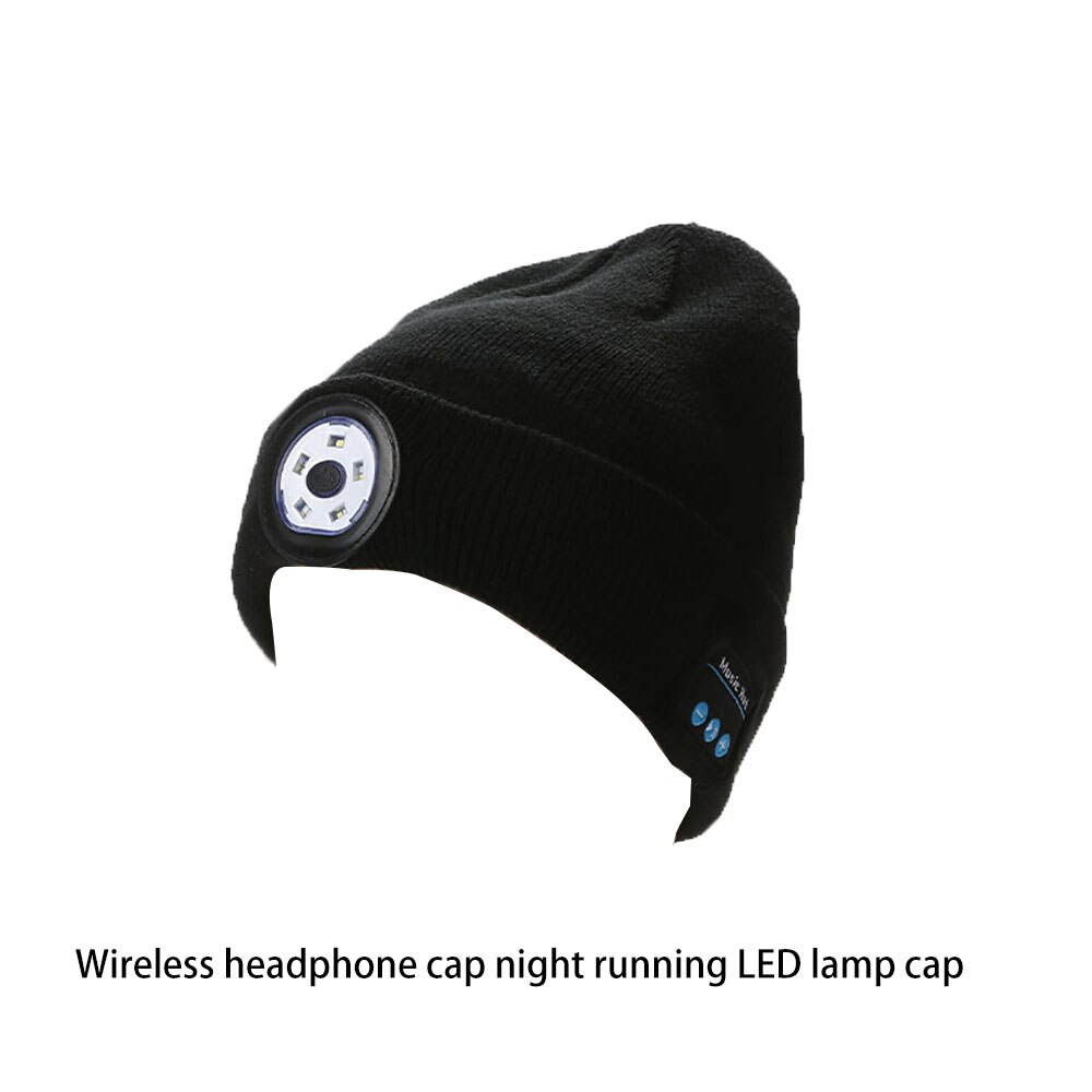 Vinter beanie hat trådløs hætte hovedtelefon headset førte lys stereo musik hovedtelefon hætte bluetooth strikket hat