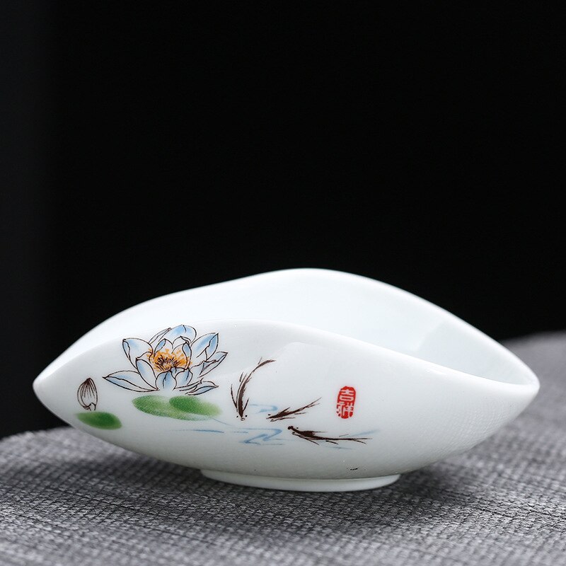 White ceramic Tea spoon Beautiful Traditional underglaze blue Tea Set Scoop ceramic bule and lotus leaf tea spoon: a