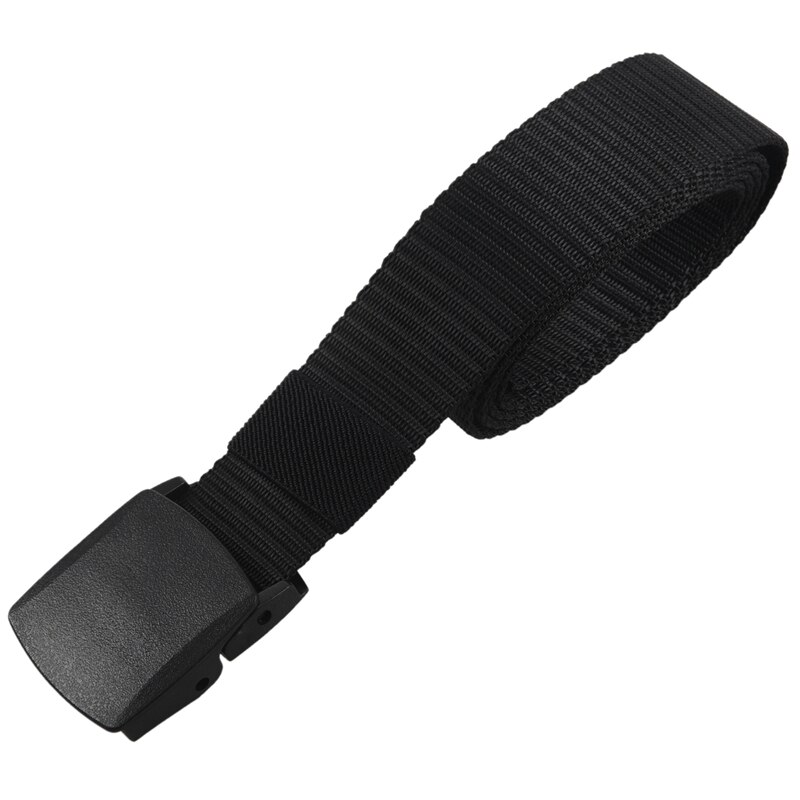 Men's Plastic Buckle Canvas Belt – Adjustable Nylon, Black, DIY Craft Accessory