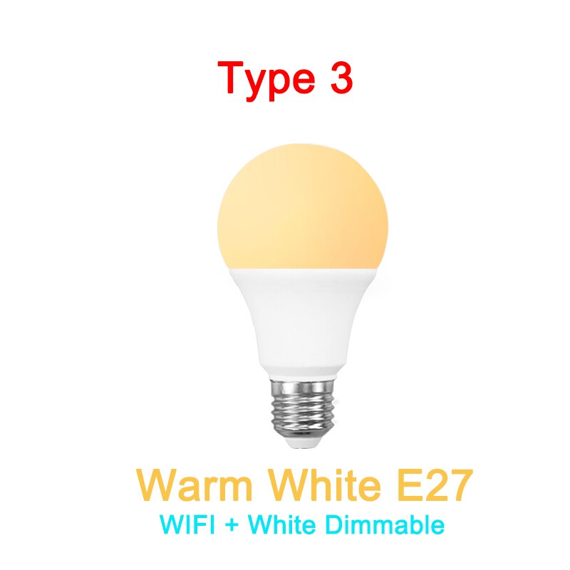 Ewelink wifi smart pære  e27 led rgb lys lampe arbejde med alexa / google hjem rgb + hvid dæmpbar timer funktion 9w: Type 3