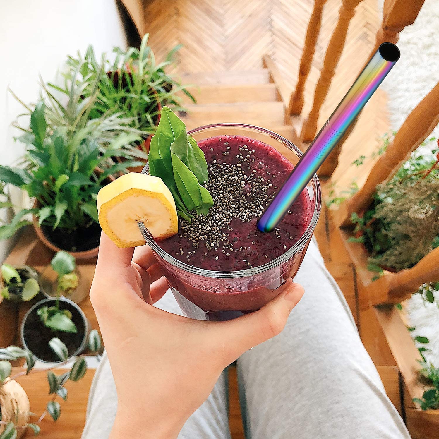 Large Wide Reusable Metal Smoothie Straws Reusable Eco-friendly 304 Stainless Steel Boba Bubble Straw for Bar Drinking Accessory