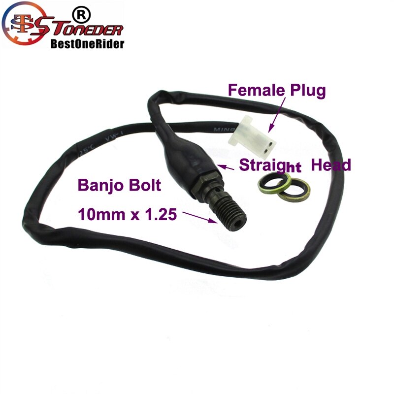 STONEDER Motorrad Hydraulische Bremse Licht Schalter Banjo Bolzen 10mm x 1,25 Tonhöhe Für Nissin Bremsen Honda Yamaha Kawasaki Suzuki: gerade weiblich Stecker
