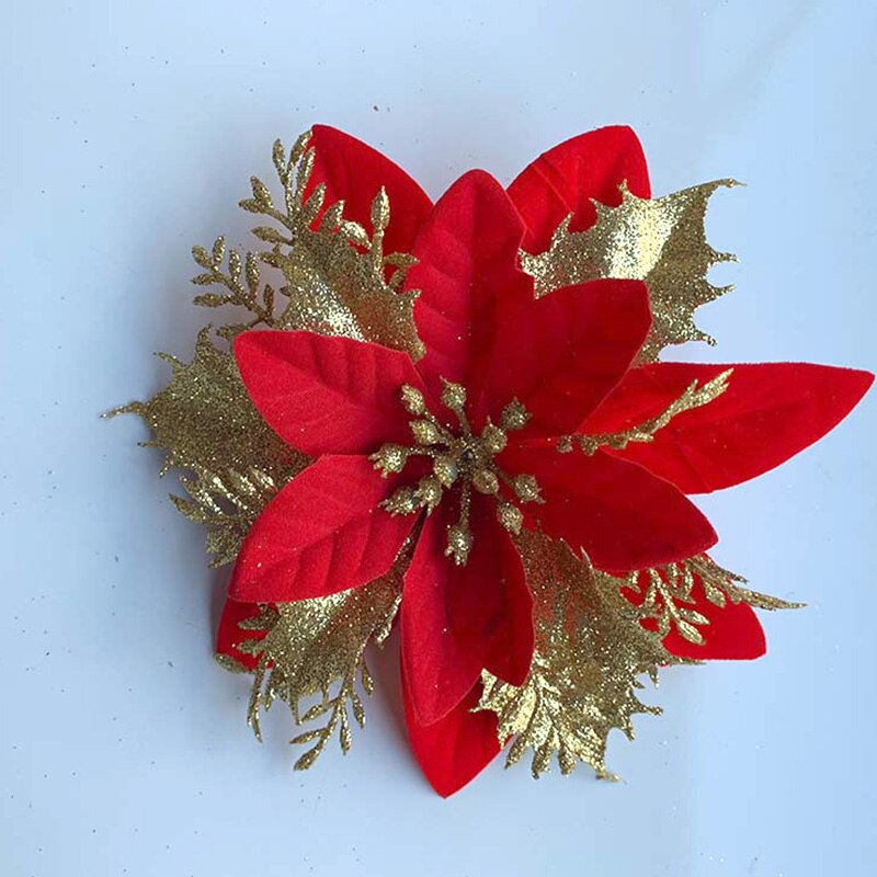 Kerstboom Decoratie Plastic Bloem Drie-layer driedimensionale Kunstmatige bloemen Voor Kerstboom Party Ornamenten: B7-14cm