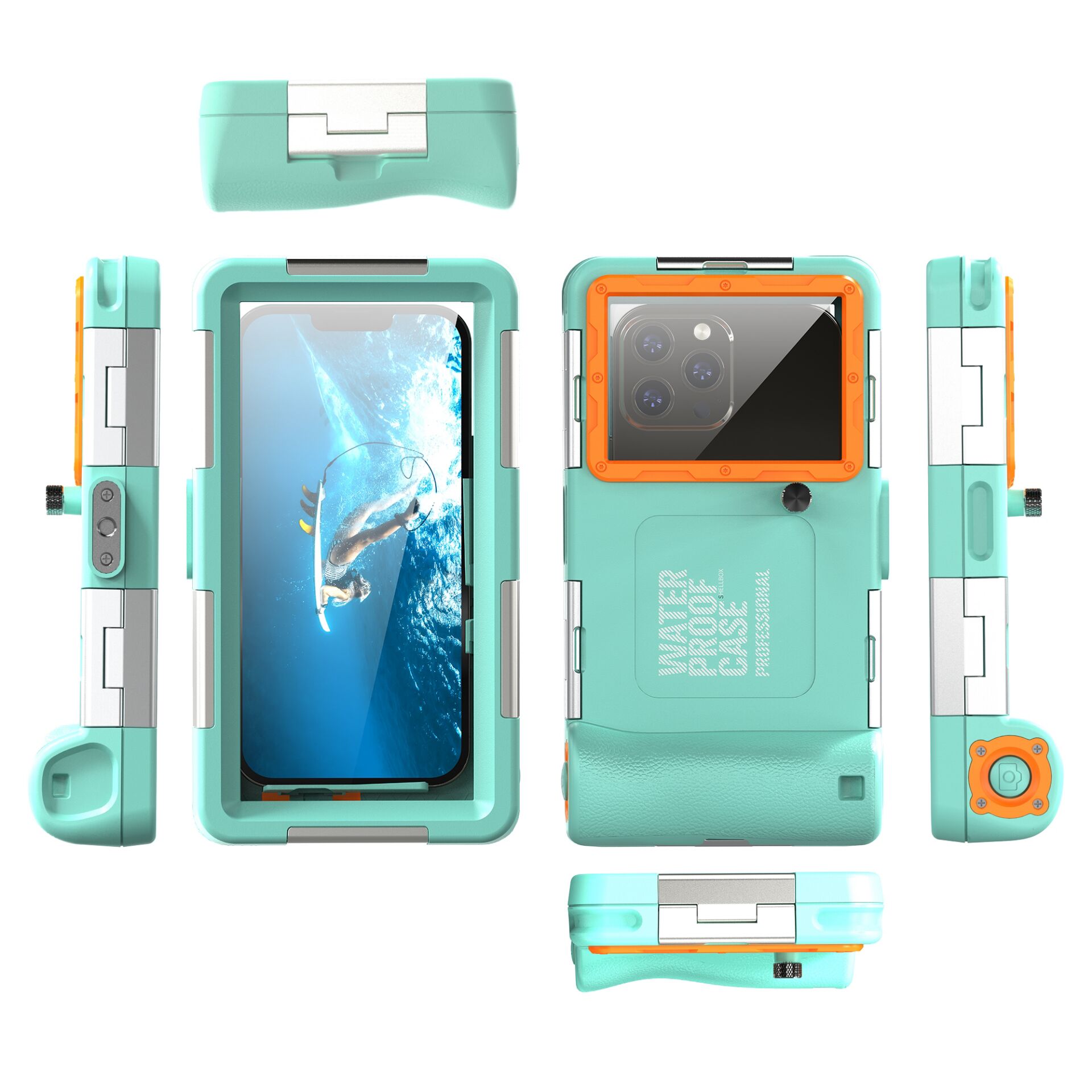 Shellbox Nieuw geüpgradede veelkleurige IP68 standaard 15M/50ft duiken/zwemmen fotografie professionele duiken waterdichte telefoonhoes: duidelijke