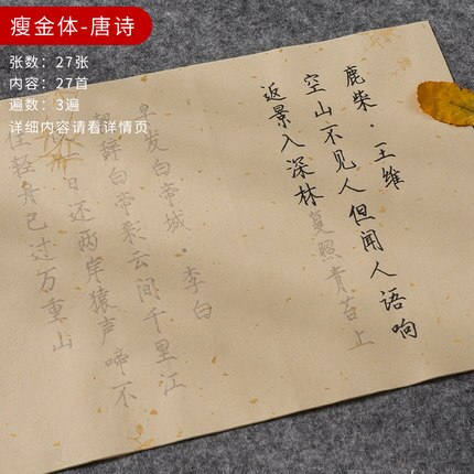 Livre de pratique de calligraphie chinoise pour débutants, écriture or mince Shou Jin Ti, papier riz, cœur Sutra &amp; mille caractères: Style 5
