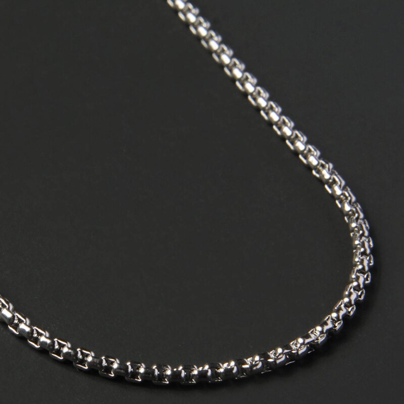 NEUE Edelstahl Schwarz Farbe Einfache Kasten Kette Halskette Männer Titan Kette Kabel Halskette Für Männer Schmuck Kragen Collier Femme: Silber- / 55cm