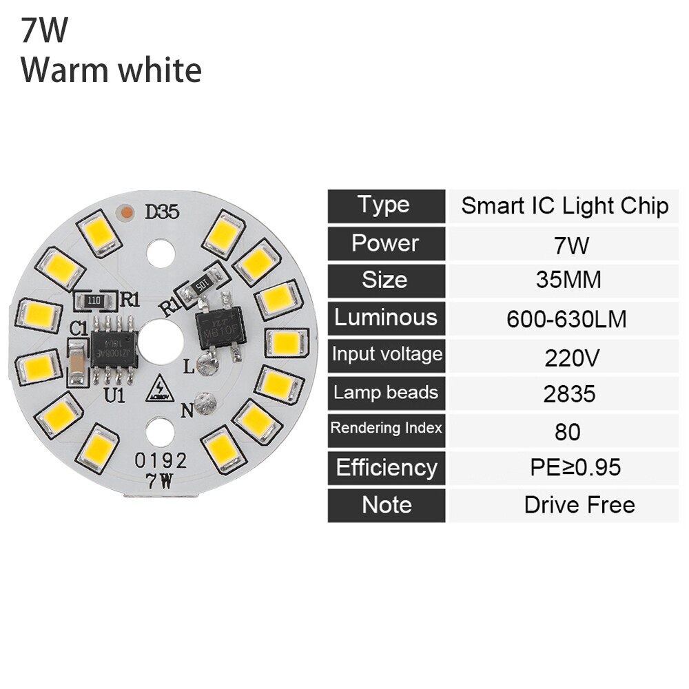 Home DIY LED Bulb Lamp AC220V Input Smart IC LED Bean LED Chip For Bulb Light SMD Light Chip Warm White 15W 12W 9W 7W 5W 3W: 7W warm white