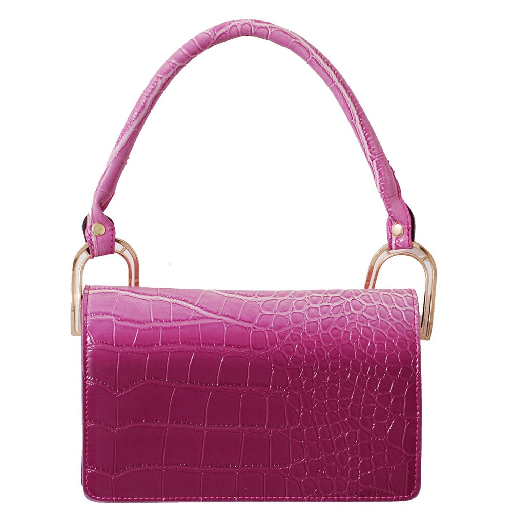 Mode Gradiënt Kleur Alligator Patroon Schoudertas Vrouwen Pu Lederen Onderarm Casual Dames Flap Portemonnee Top-Handvat Handtas: Paars