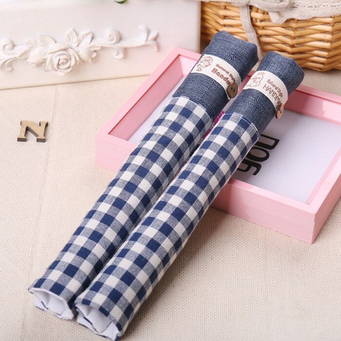 Doek Handvat Cover Deurknop Koelkast Handvat Handschoenen Thuis Tool Accessoires Anti-Statische Covers Voor Dubbele Deur Koelkast deuren: 1 pair blue gird